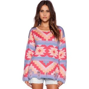 Wildfox Couture Desert Drive Sweater in Acid Pink